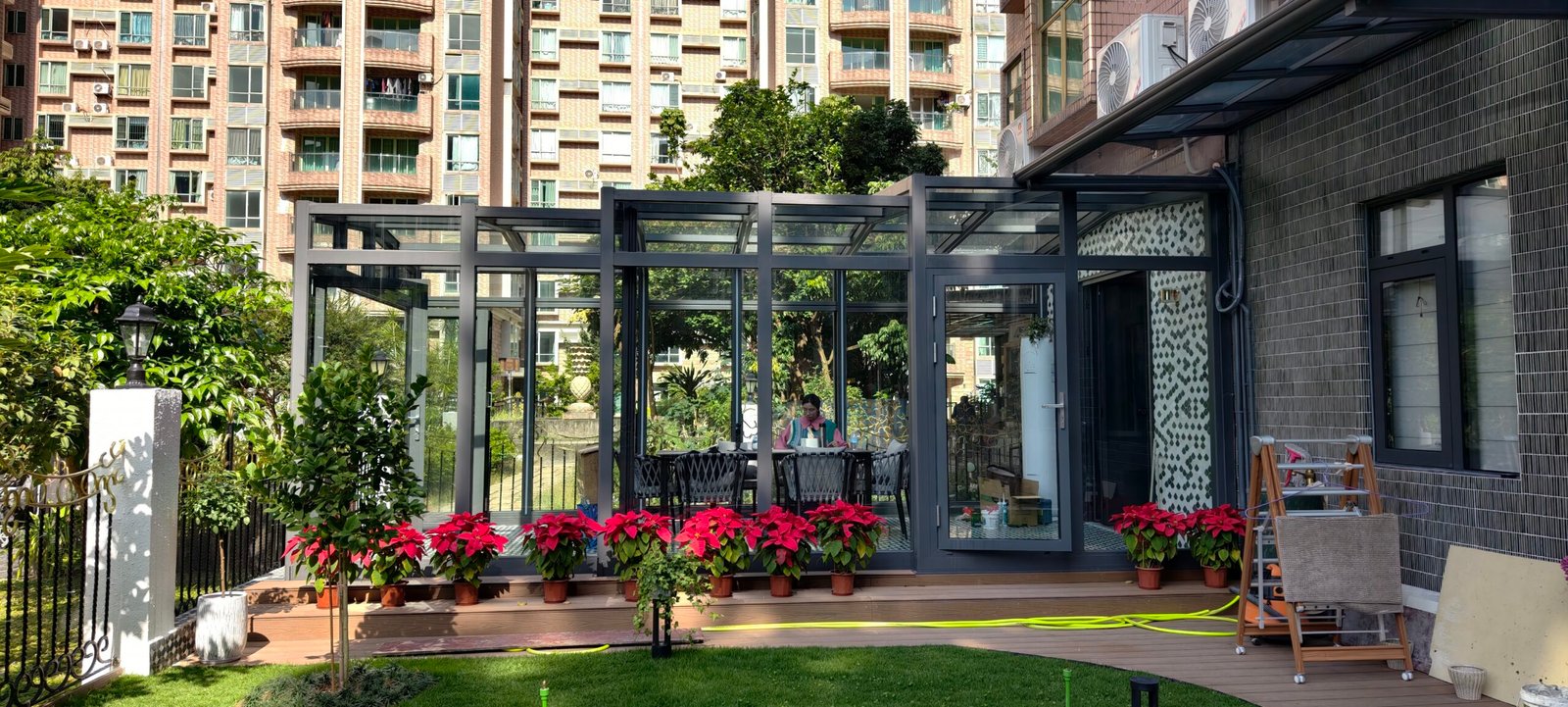 smart movable glass room, automated sunroom, modern outdoor living